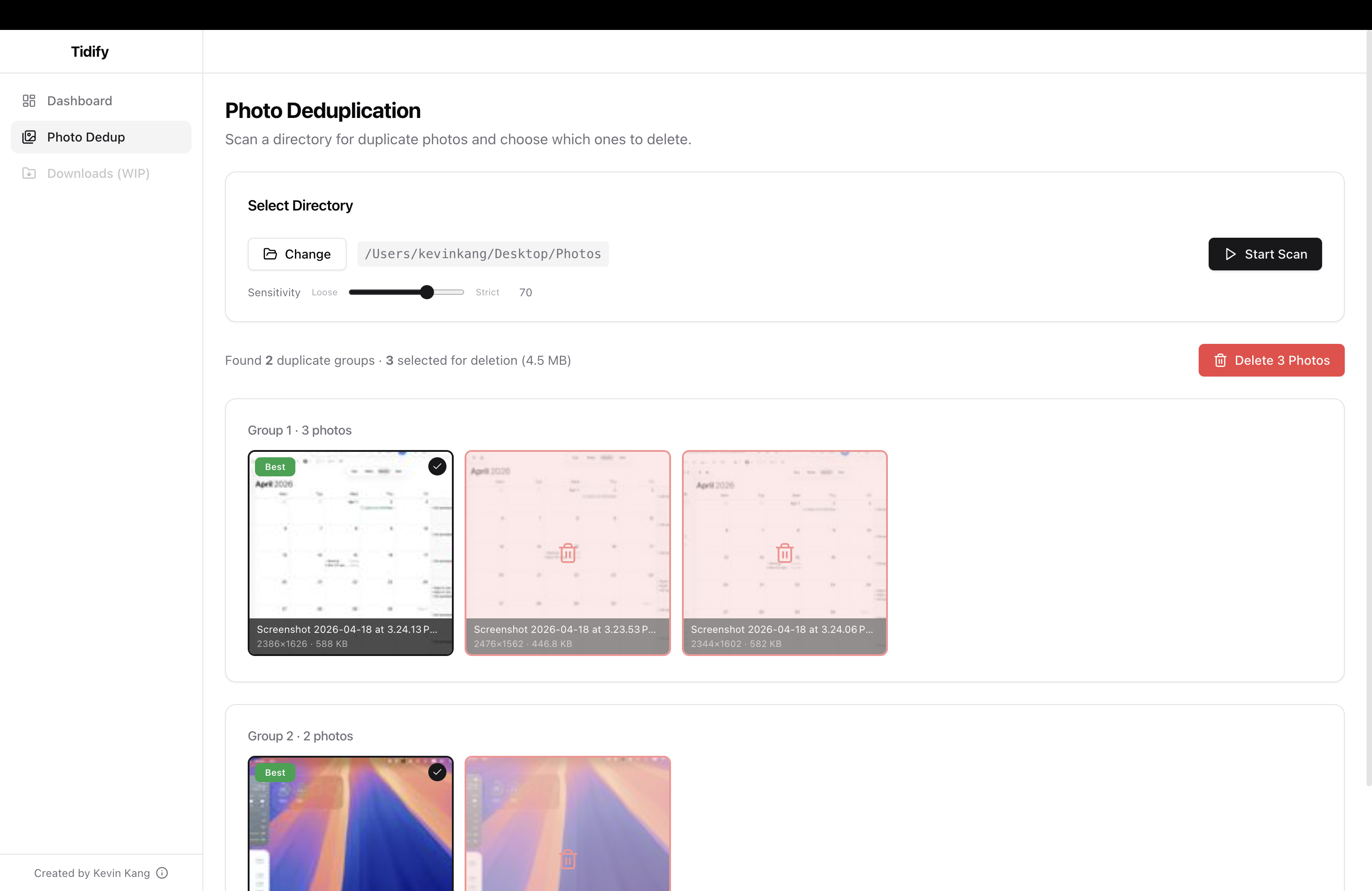 Dedupify app screenshot